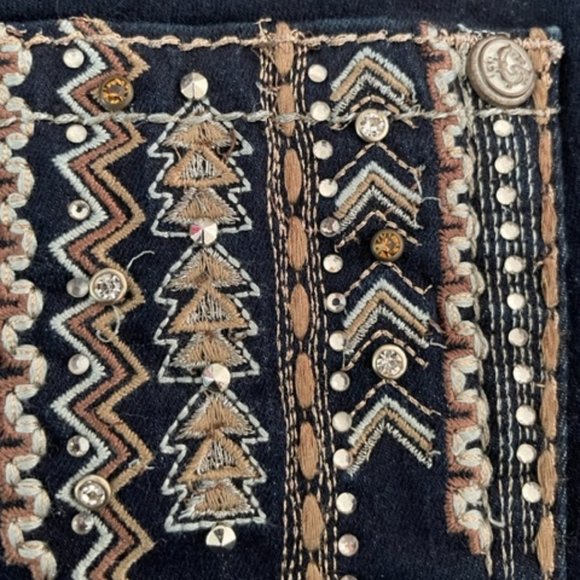 GRACE in LA | Dark Denim Detail Embellishment Bootcut Jeans ~ Size 30 ~ BNWT - Picture 7 of 12